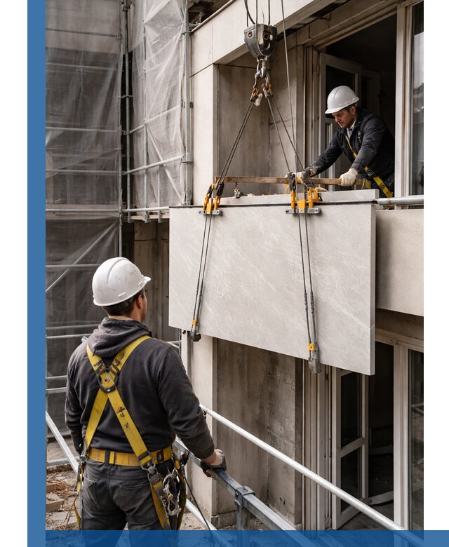 Подъем керамогранита на этаж в Миассе грузчиками и техникой