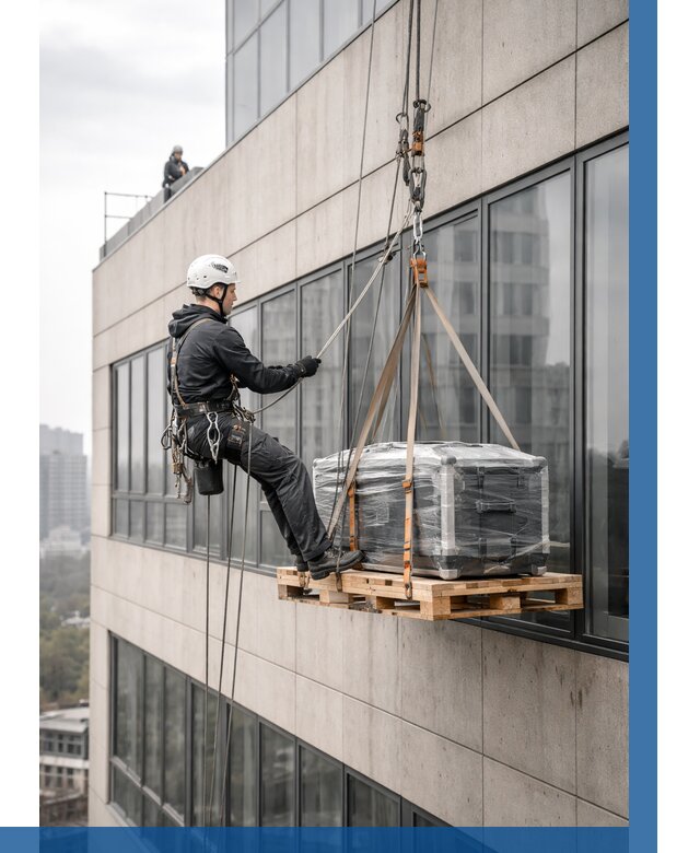 Спуск груза по фасаду в Миассе от 3560 р. | ВЫСОТНИК-Мсс