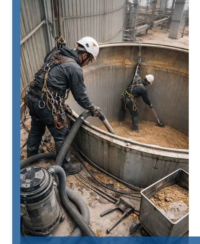 Профессиональная чистка зерновых бункеров в Миассе с выездом