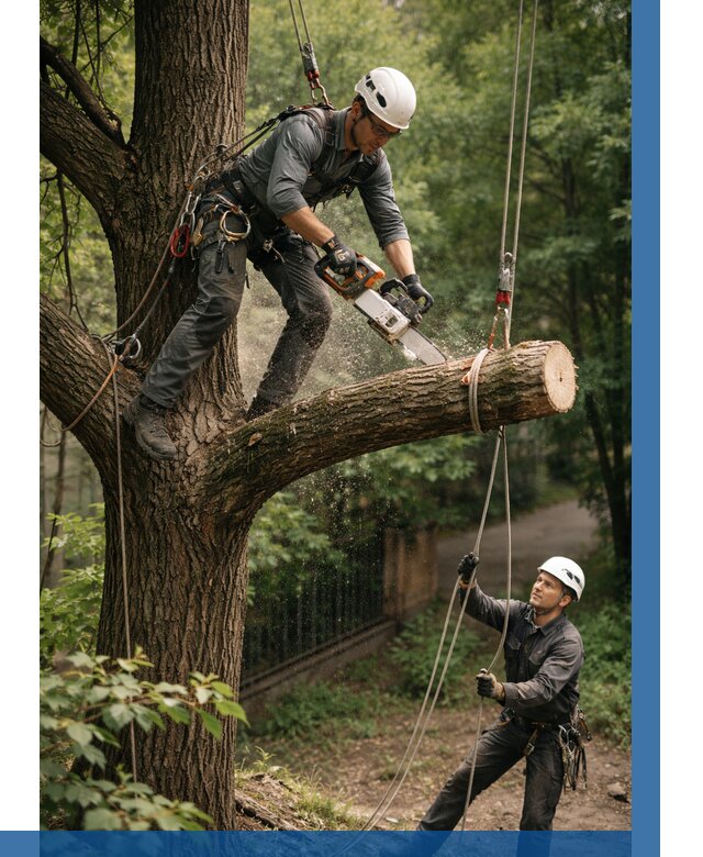 Спил деревьев альпинистами в Миассе от 8136 р. | ВЫСОТНИК-Мсс