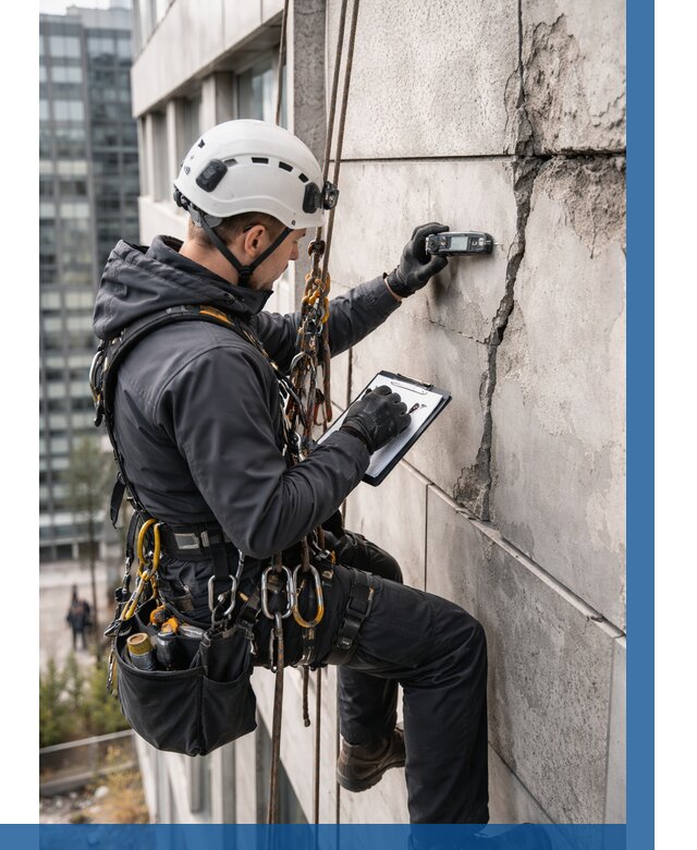 Обследование фасада альпинистами в Миассе от 122 р. | ВЫСОТНИК-Мсс