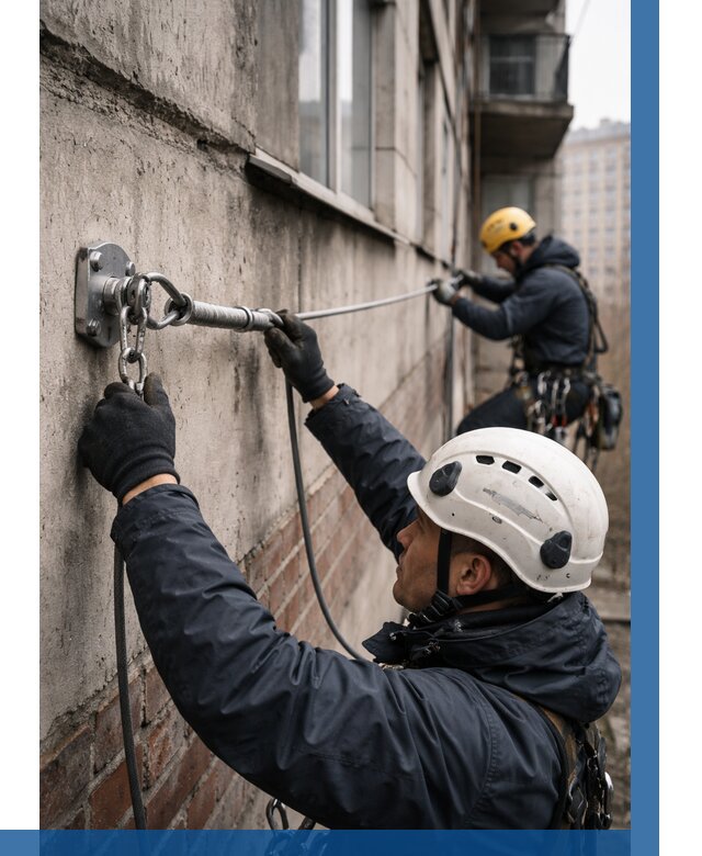Монтаж анкерных линий в Миассе от 3051 р. | ВЫСОТНИК-Мсс